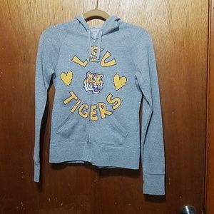Gray LSU Zip-up Hoodie